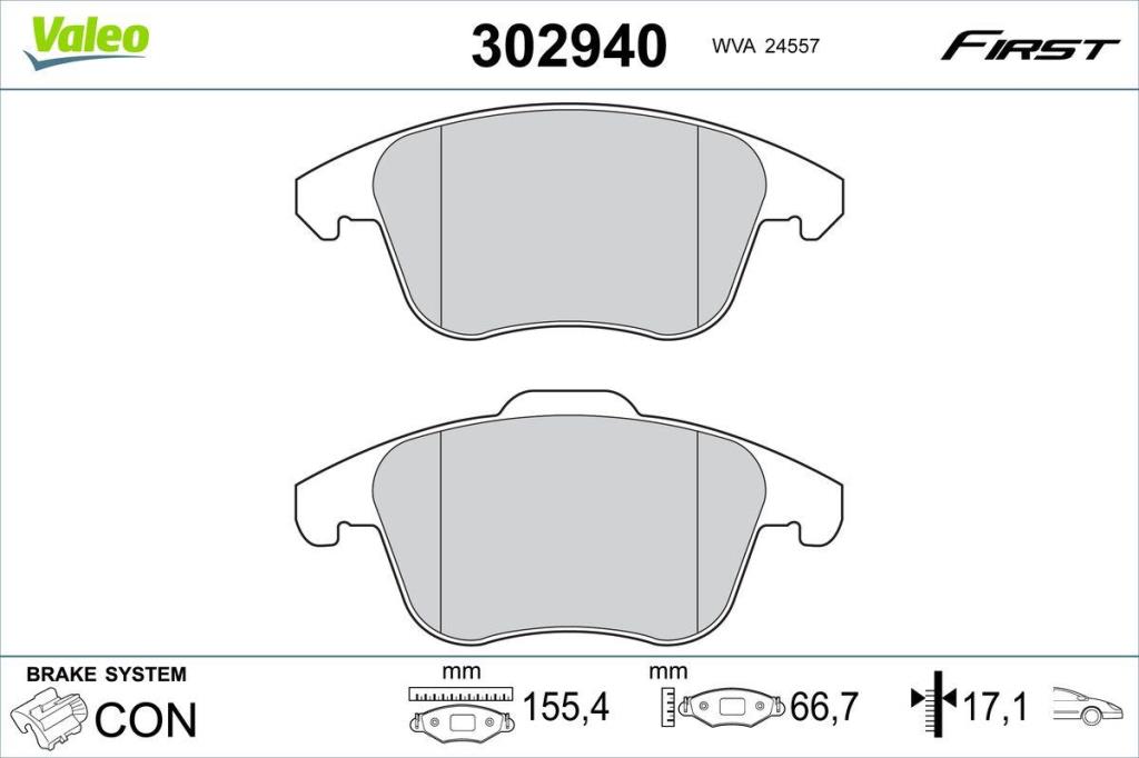 Jeu de 4 plaquettes de frein VALEO ref. 302940